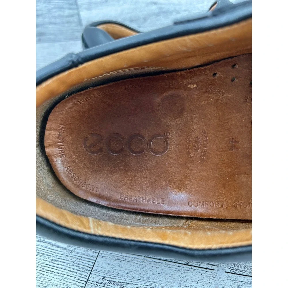 ECCO Black Leather Lace Up Comfort System Dress Shoes Men‎ Size EU 44 US 10.5